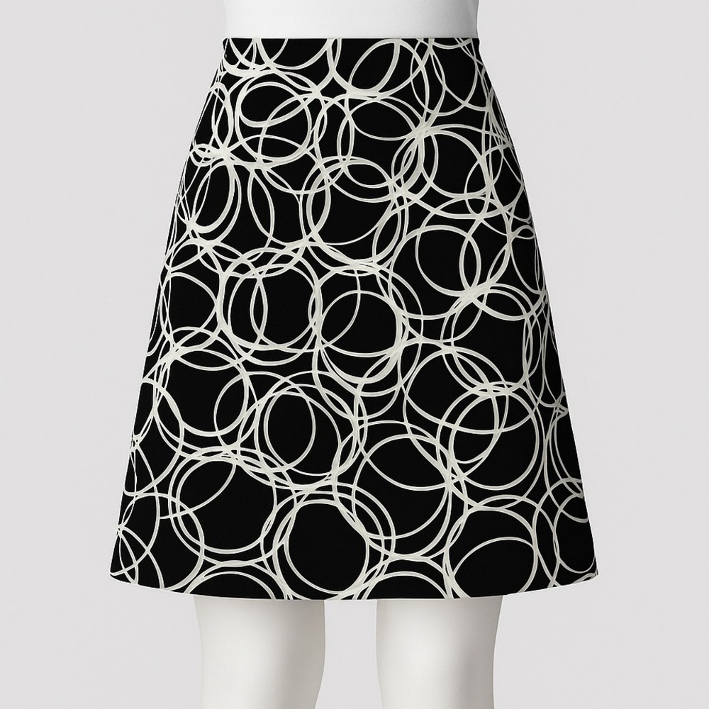 EXPRESS Black White Swirl Print A-Line Skirt Size‎ S 100% Polyester